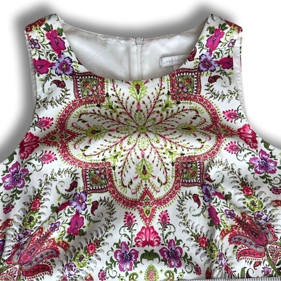 Women's London Times Floral Tile Patchwork Sleeveless Mini Shift Dress • 2 • NWT - Picture 2 of 11